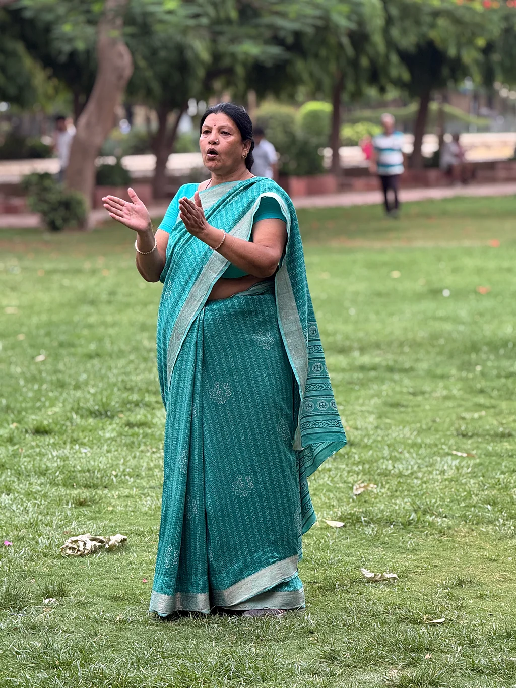 Indian Lady Doing Morning Yoga